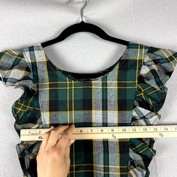 Vintage Tartan Ruffle Pinafore Dress Womens XS Maxi Plaid Scottish Academia Twee - Picture 5 of 16